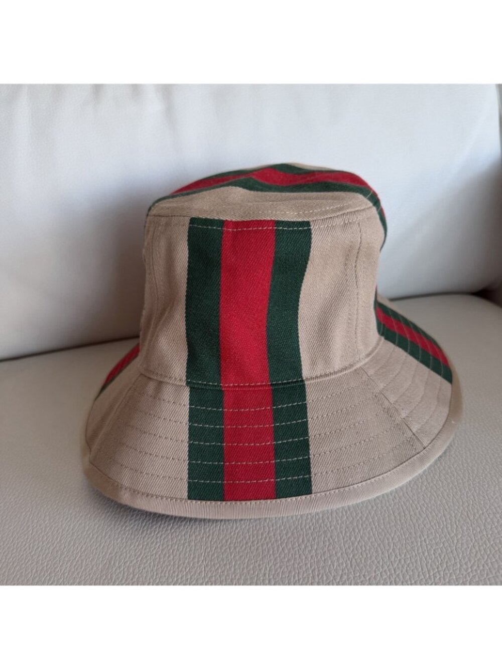 NWT Gucci Logo printed cotton canvas bucket hat Sz S - Picture 7 of 13